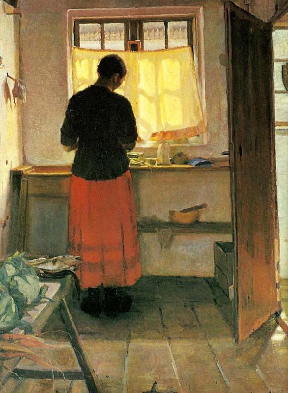 Anna Ancher pigen i kokkenet china oil painting image